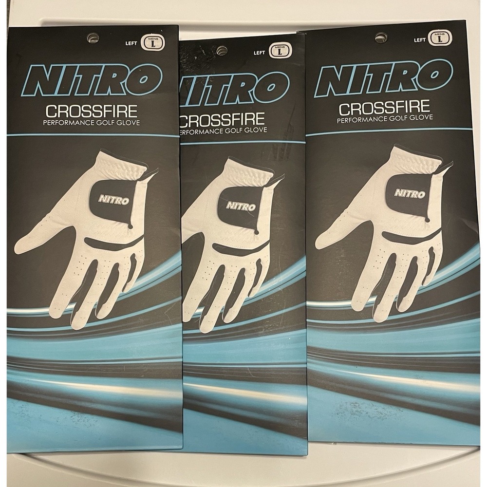 Lot Of 3 Nitro Crossfire Performance Golf Glove Size Large‎ Left Hand